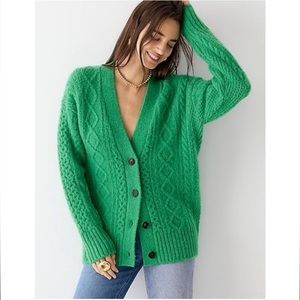 J. Crew | Sweaters | Jcrew Kelly Green Cable Knit Cardigan Chunky Knit  Button Front New Nwt Sz Med | Poshmark